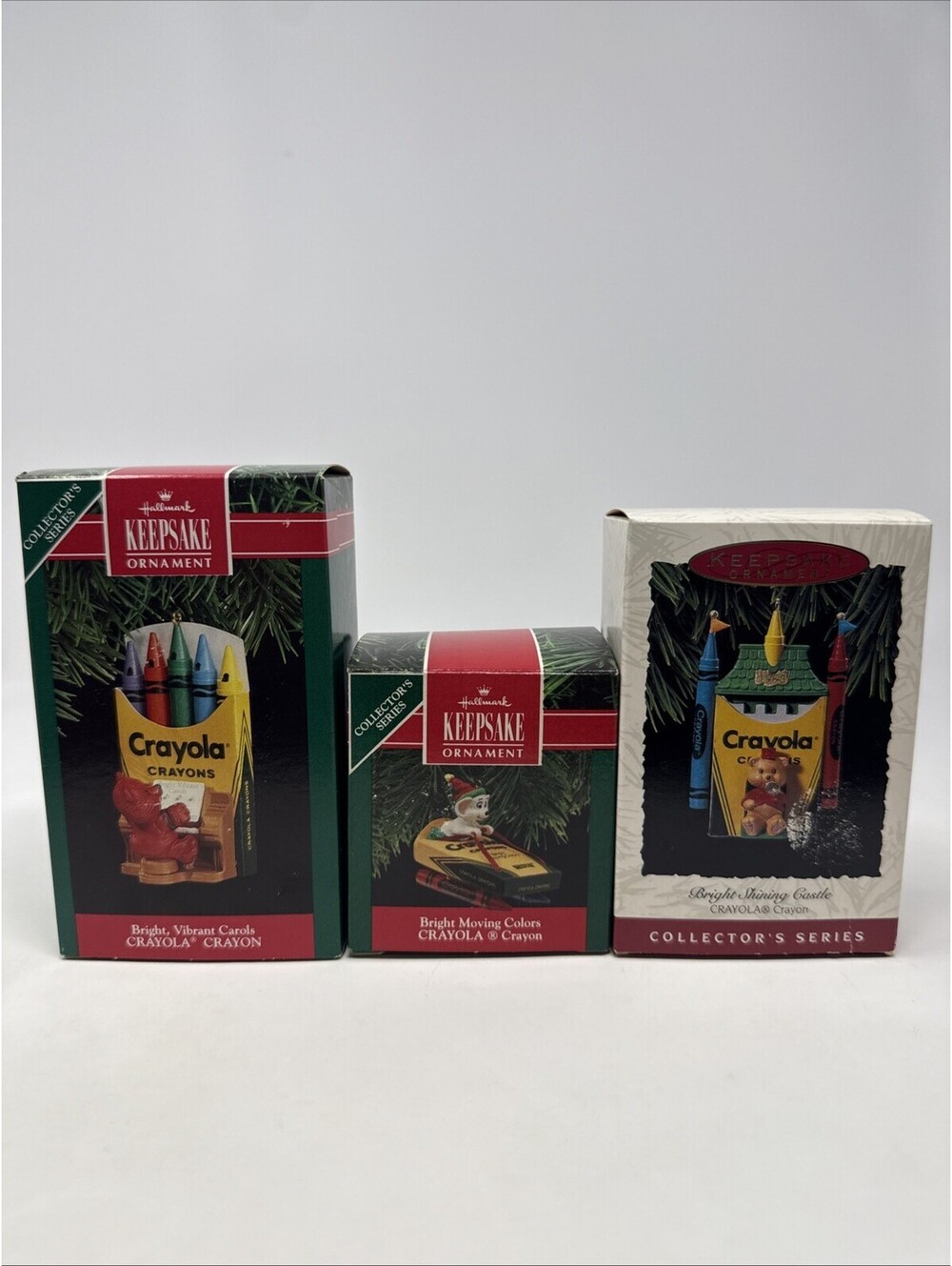 Vtg Hallmark Crayola Crayon Keepsake Ornaments Lot Of 3 1990 1991 1993
